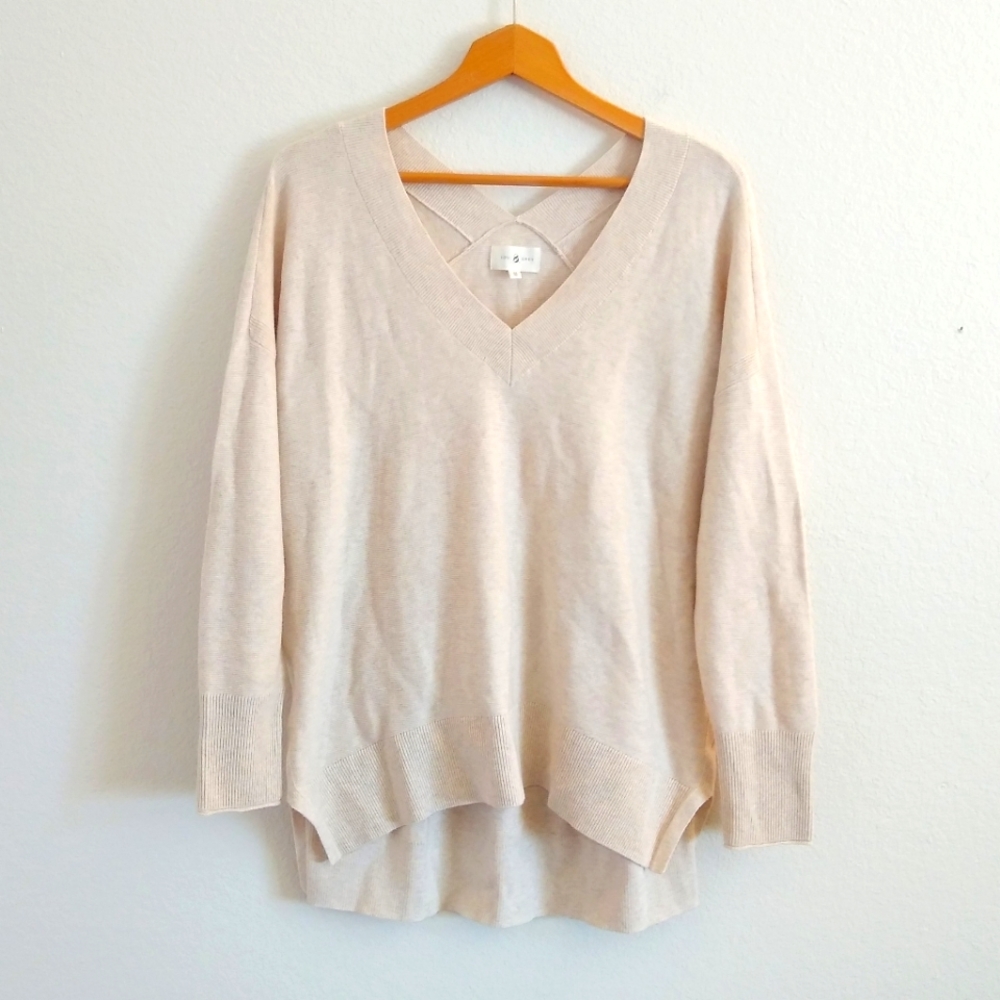 NWT Lou & Grey V Neck Oversized Beige Sweater
